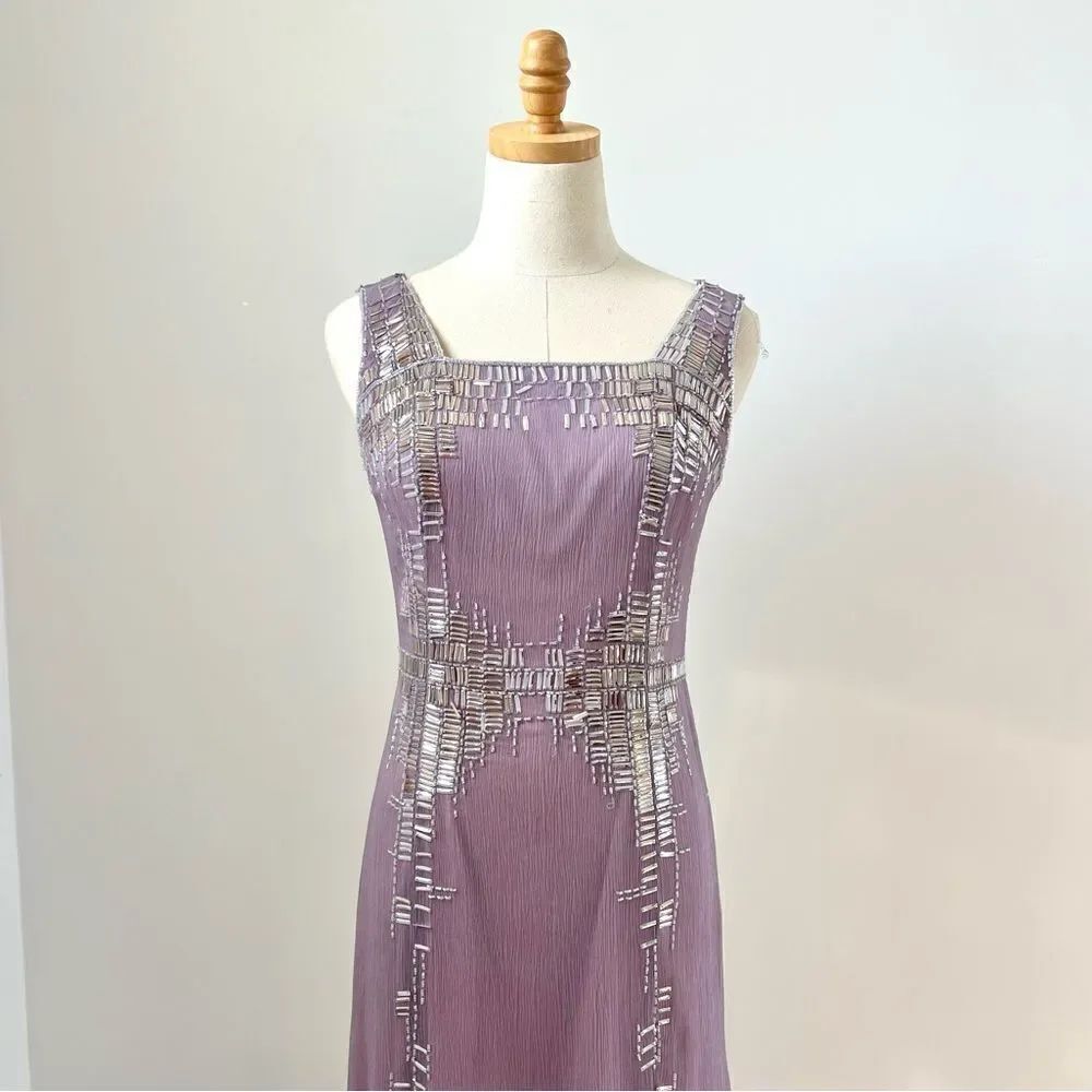 Carolina Herrera Silk Sequins Purple Dress